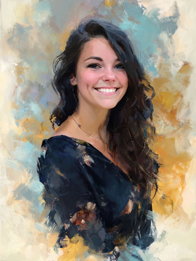 Make a realistic digital oil painting portrait by Aliyagordon | Fiverr