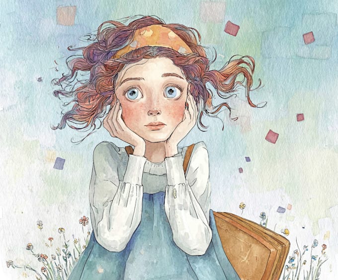 create unique watercolor character illustration