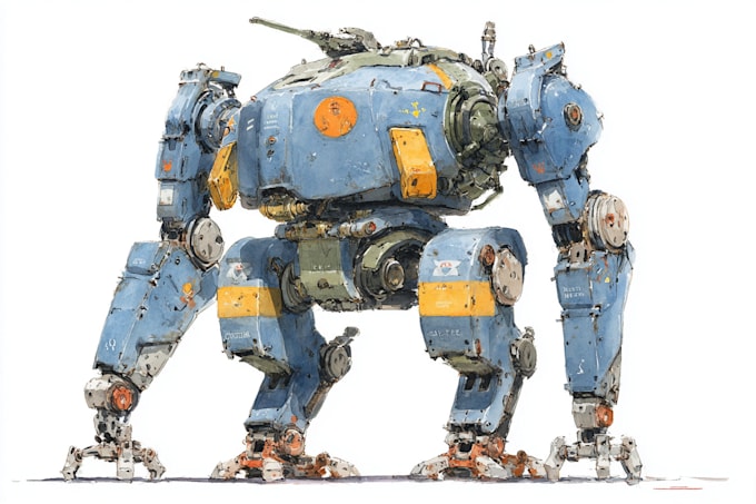 custom futuristic mecha robot character art