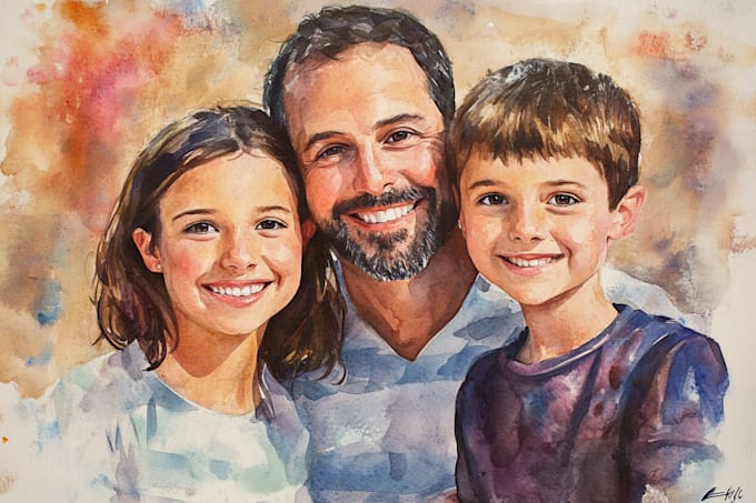 create a watercolor family portrait