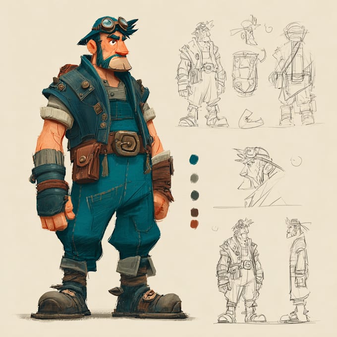 draw character design, concept art, or game asset