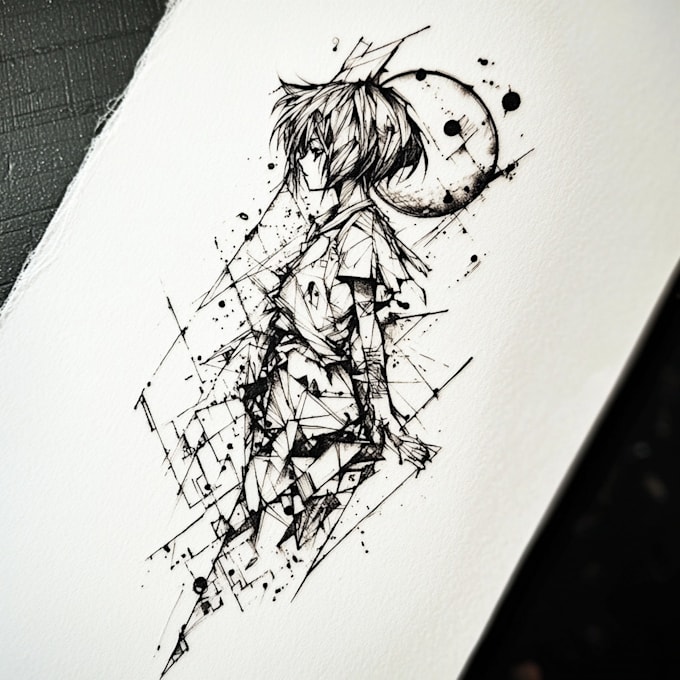 illustration for anime tattoo in color
