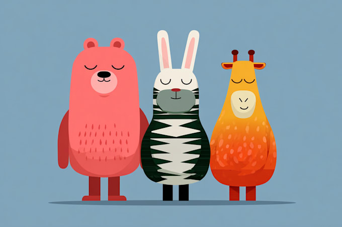 design cute cartoon animal characters