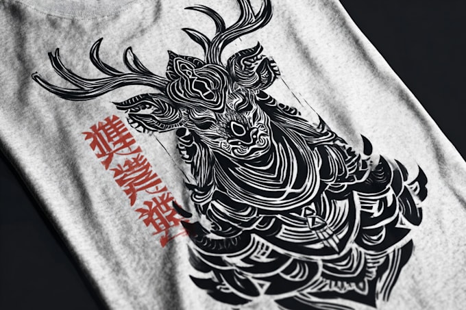 create animal linocut tshirt design for brands