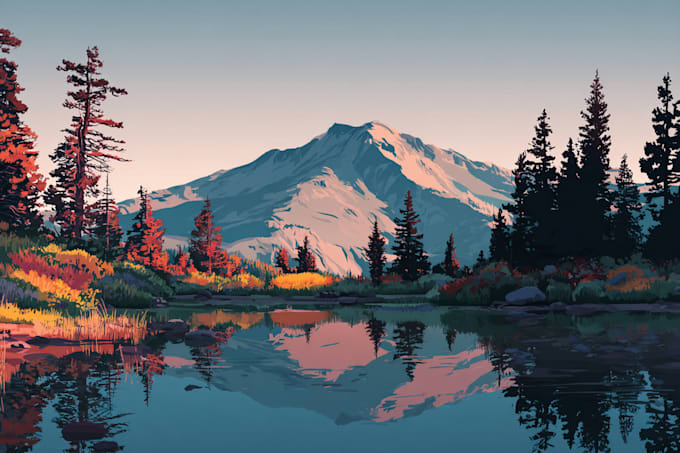 draw professional vector landscape illustration