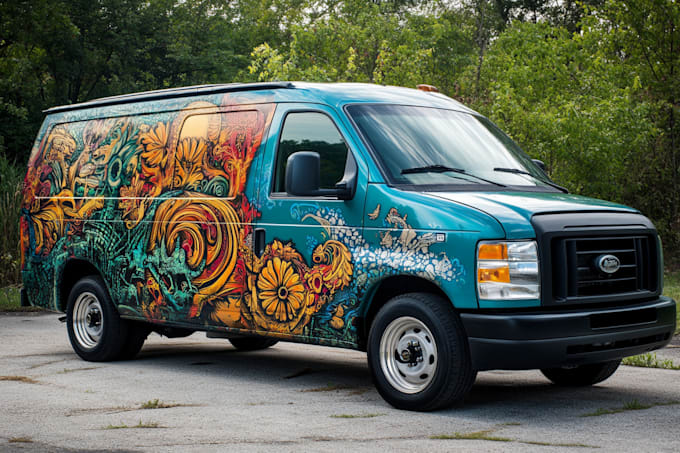 create an custom vinyl car wrap, van wrap vehicle wrap