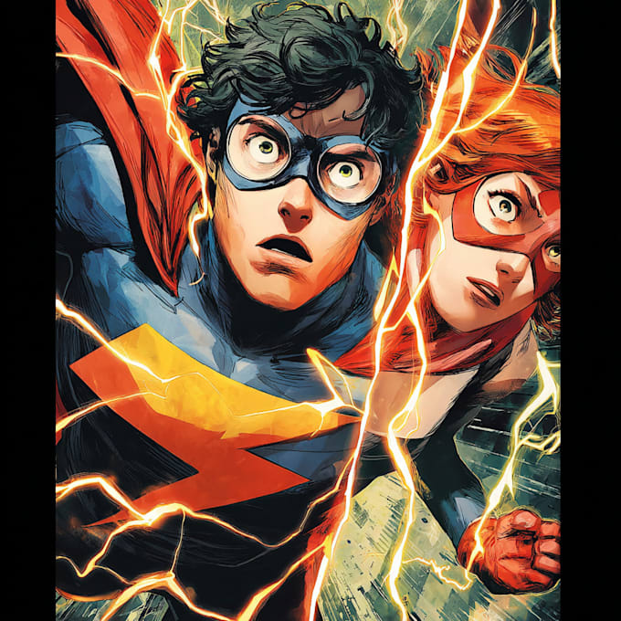 superhero comic book cover, comic book illustration