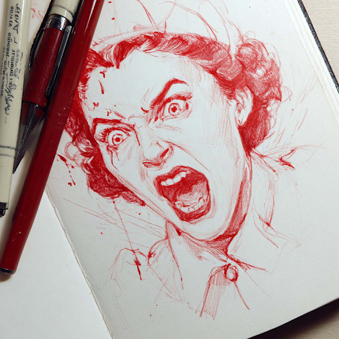 draw bloody horror illustration