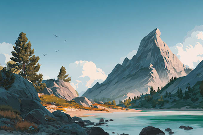 illustrate fantastic flat vector landscape illustration