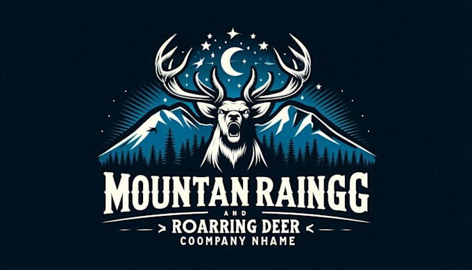 design mountain range roaring deer logo with new concepts