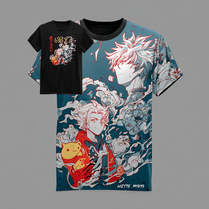 create a comic, manga anime t shirt, clothes design