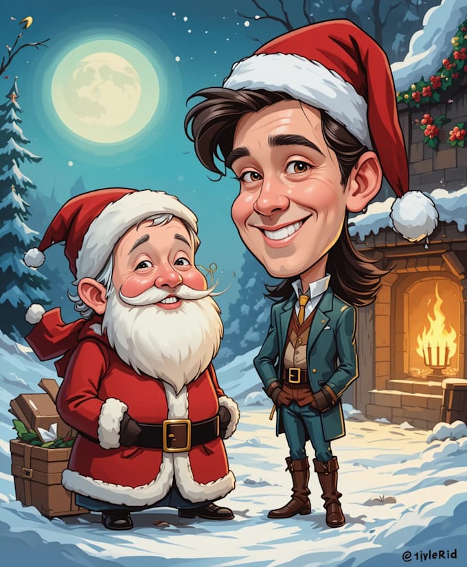 draw a christmas cartoon caricature