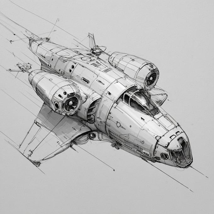 draw high quality spaceship concept