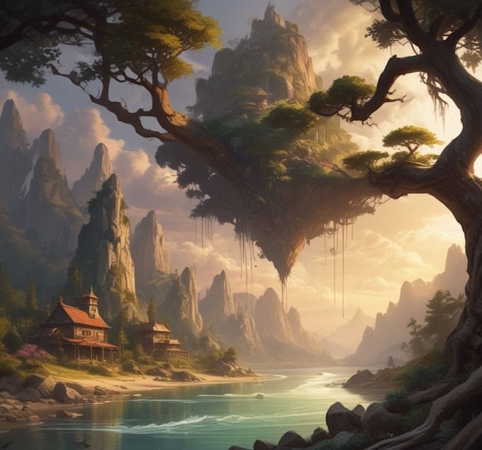 draw a landscape illustration or background art for you