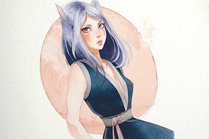 create unique watercolor character illustration