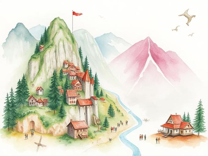 make watercolor map illustration for anything