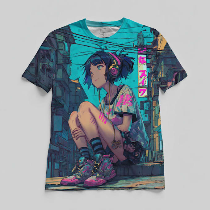 create japanese or anime streetwear style for t shirt