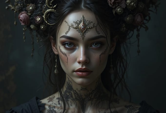 paint a dark fantasy portrait