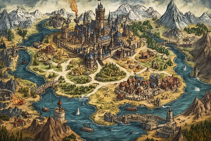 map illustration fantasy map design