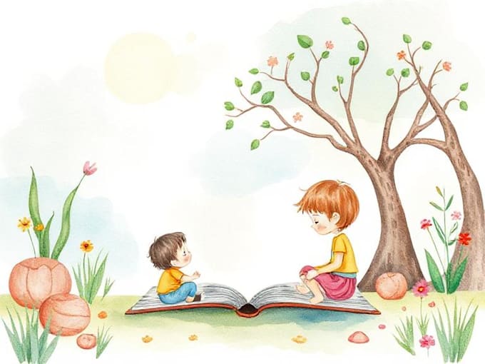 create watercolor children kids book illustrations