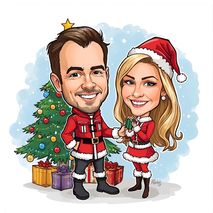 draw christmas cartoon caricature