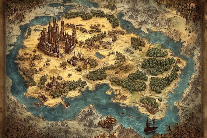 Create stunning fantasy map for your book rpg, or game world by ...