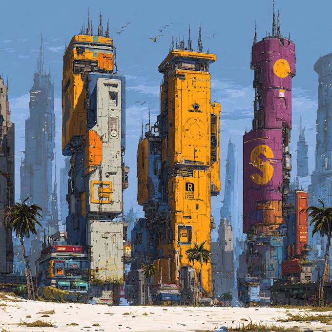 create breathtaking sci fi city concept art for your project