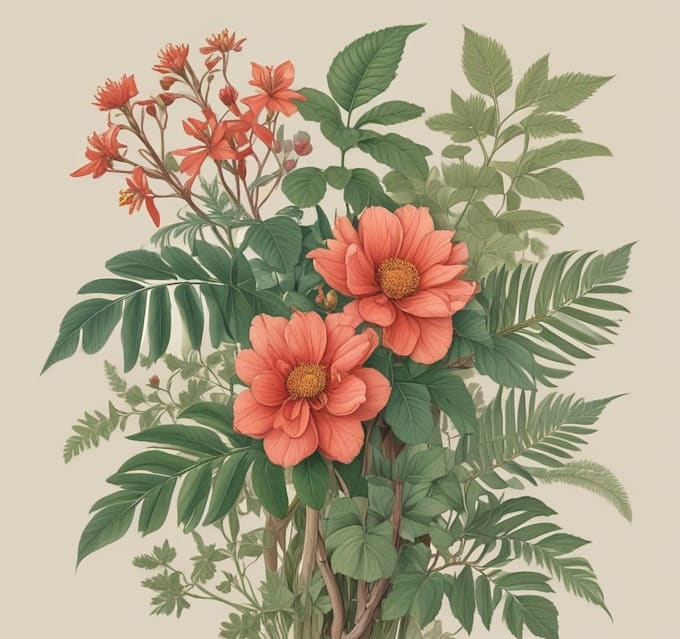 made a botanical illustration depending on your concept