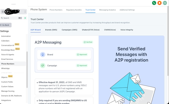 do ghl a2p 10dlc for your business