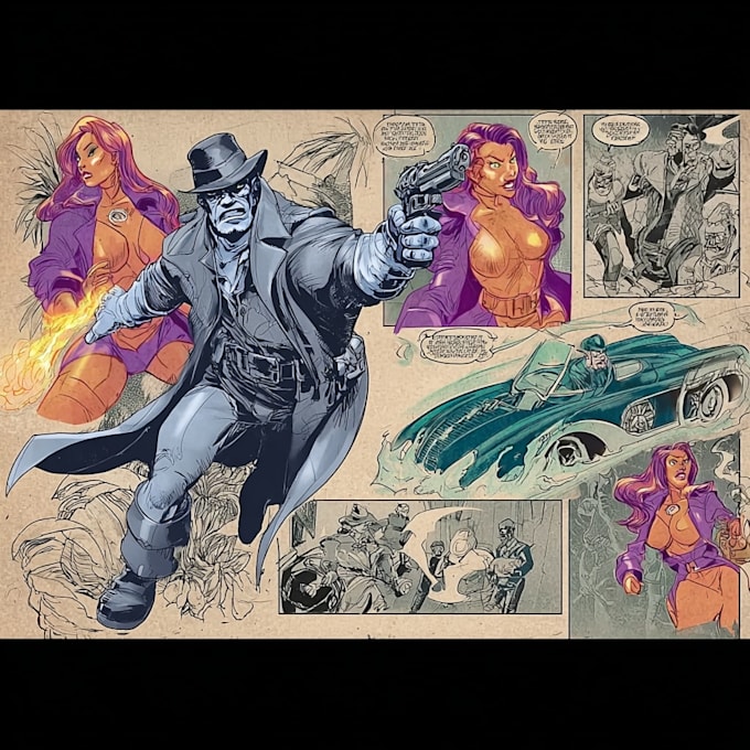 do illustration for comic book cover character poster