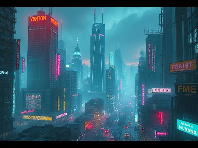 Draw illustration of futuristic cyberpunk city by Yanineerry | Fiverr