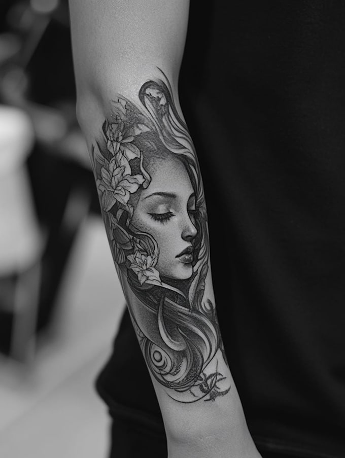 draw  a tattoo design for leg sleeve