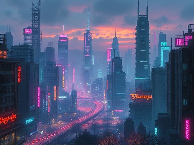 Make a illustration of futuristic cyberpunk city by Yanintarks | Fiverr
