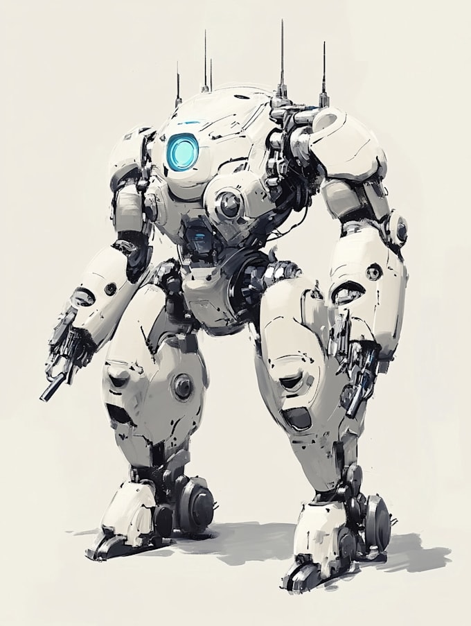 draw robot, macha, spaceship