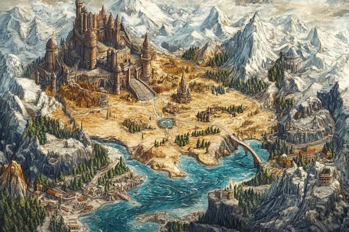 design a fantasy map illustration