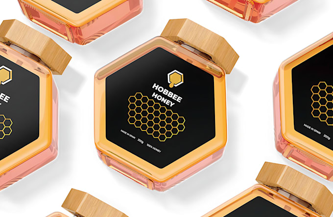 design honey bee logo and product label packaging