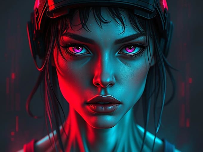 illustrate you as a cyberpunk style character