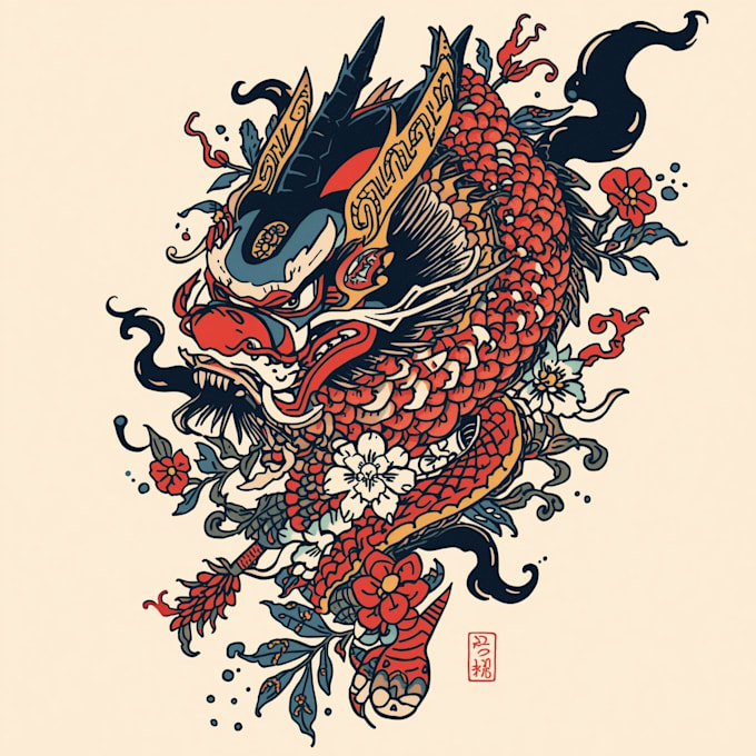 create japanese or oriental tattoo design for you