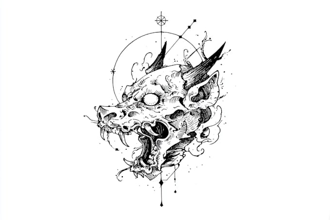 make a line art design and linework tattoo for you