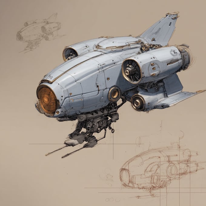 draw high quality spaceship concept