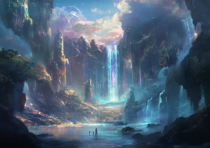 do a unique magical landscape illustrations