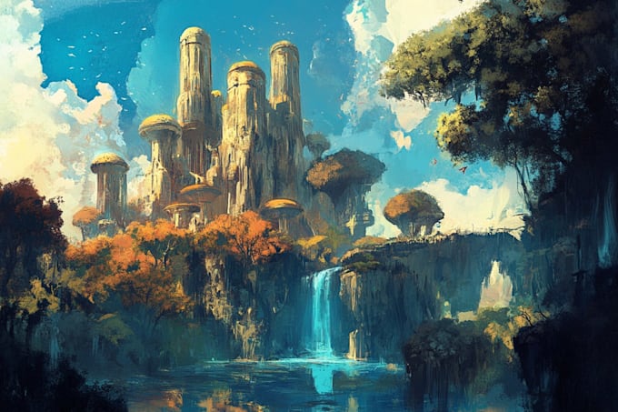 digitally paint fantasy landscape