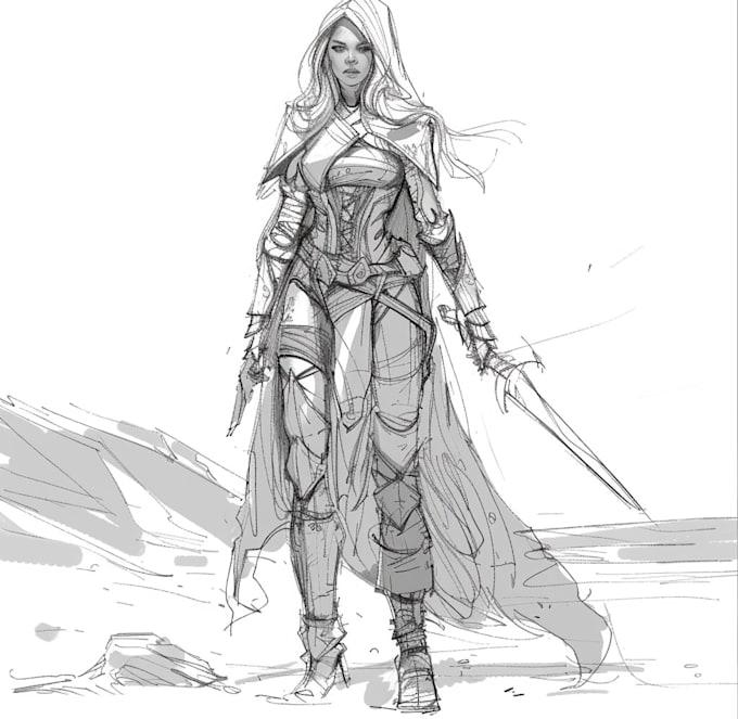 sketch fantasy character concept art