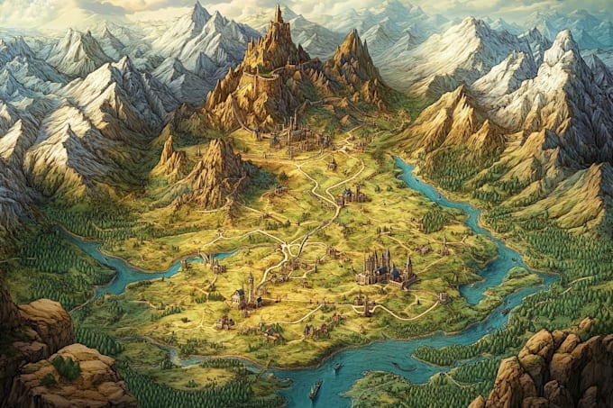 Make a fantasy map illustration by Ezekielbnernier | Fiverr