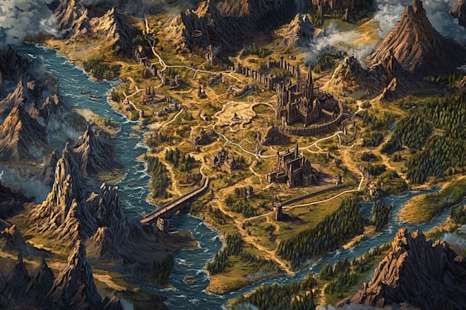 design 2d board game map custom vector map fantasy map