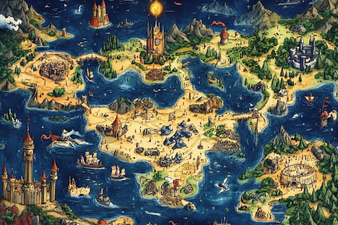 draw fantasy map dnd world map game map design
