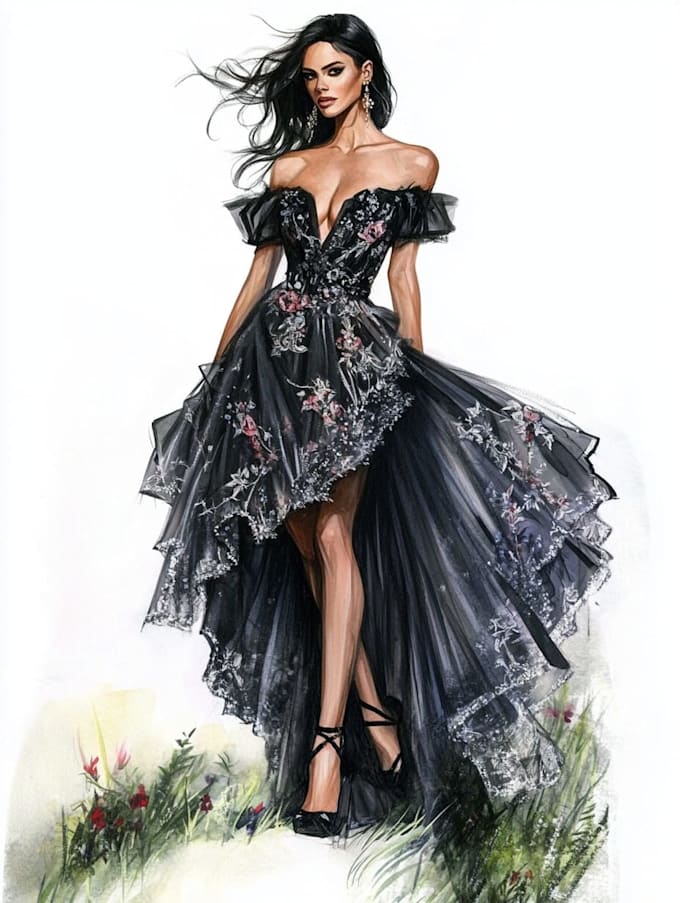 Draw a professional fashion illustration by Karlieharper | Fiverr