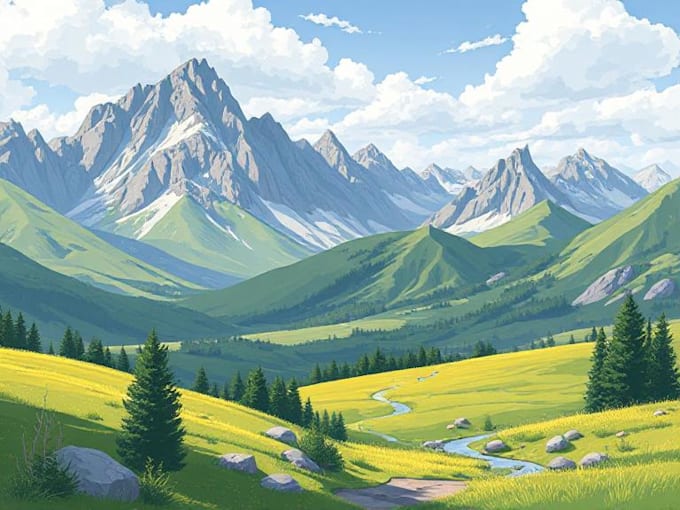 draw professional vector landscape illustration