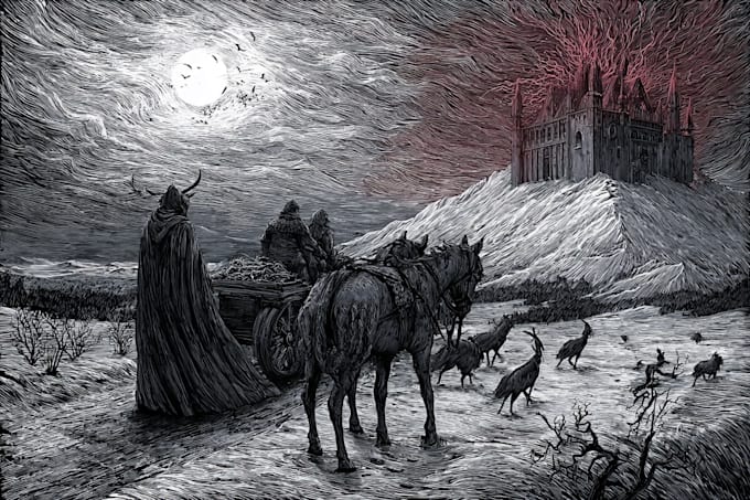 do dark medieval art illustration for you