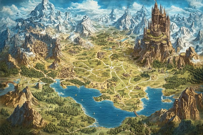 do fantasy map illustration